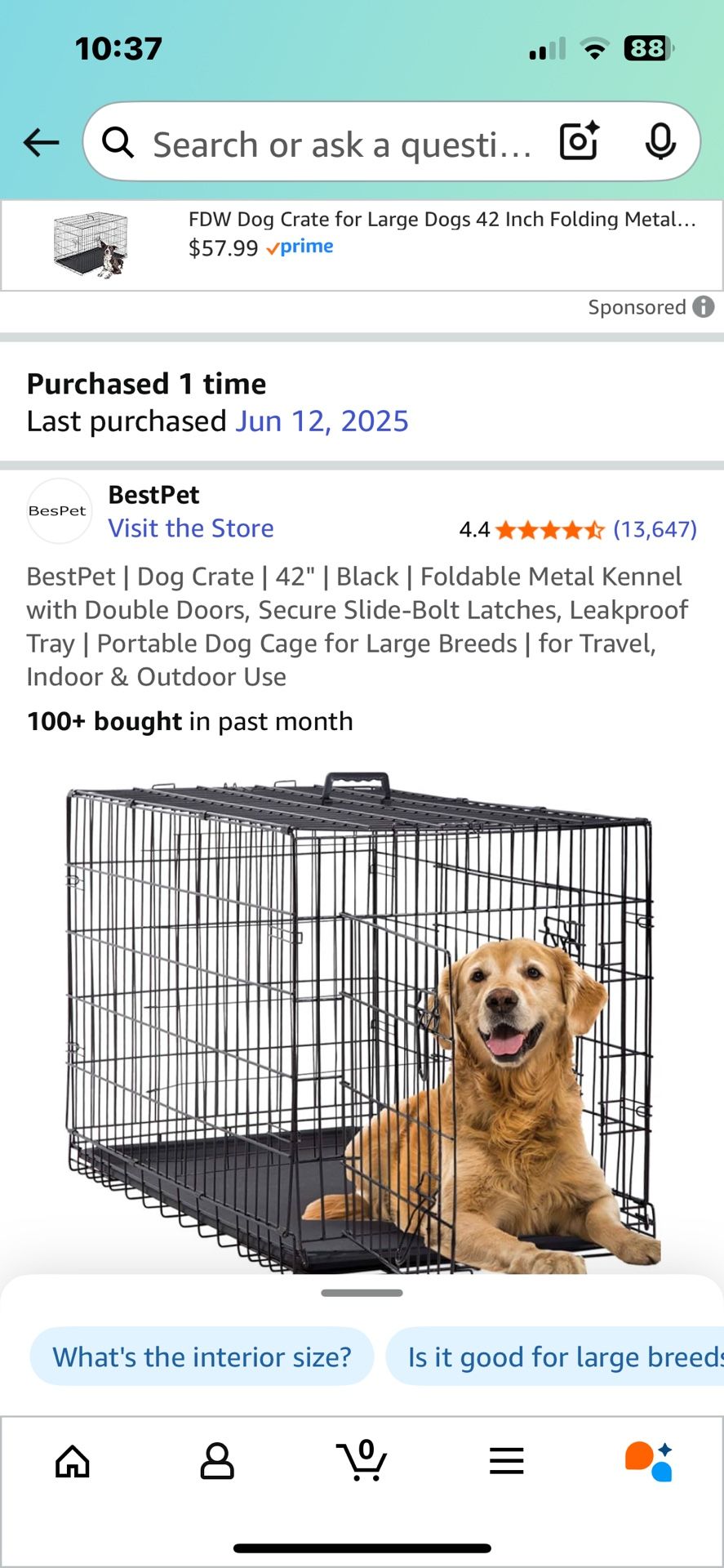 42 Inch Crate for large dogs