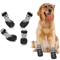 Dog Boots Paw Protector, Waterproof Dog Shoes, Dog Booties with Reflective Rugged Anti-Slip Sole and Skid-Proof, Size L