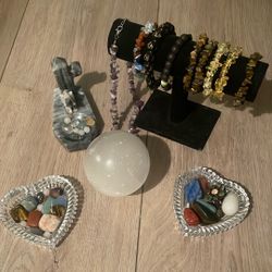 Crystal bracelets, necklace, ring
