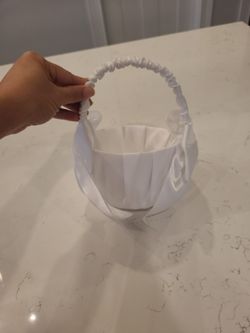 White Satin petal basket 