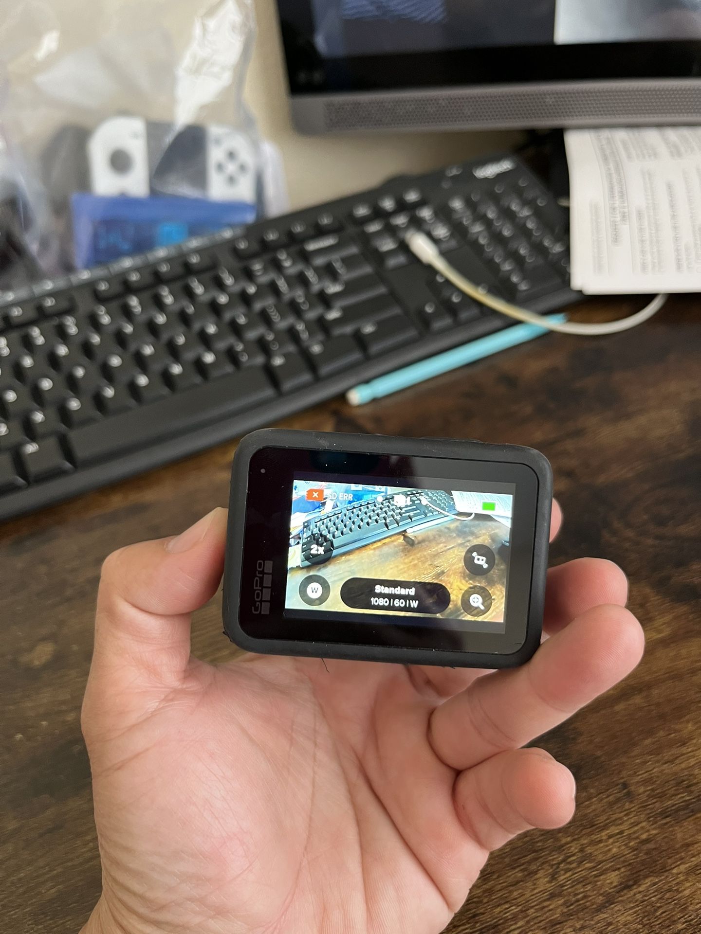 Gopro Hero 9, used, got sd error notice. Sell as part. Comes with battery
