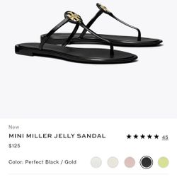 Tory Burch Mini Miller Jelly- TPU Perfect Black/gold (Size 8) Brand New 100% Authentic Guaranteed