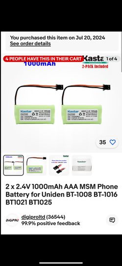 2 × 2.4V 1000mAh AAA MSM Phone Battery for Uniden BT-1008 BT-1016 BT1021 BT1025