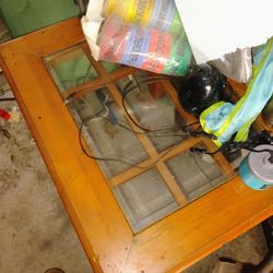 Wood And Glass End Table