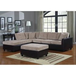 Henri Sectional Living Room Set (Beige/ Black) 503015 by Coaster