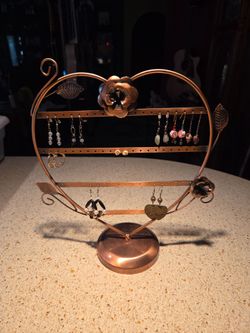 Copper earring tree and jewelry