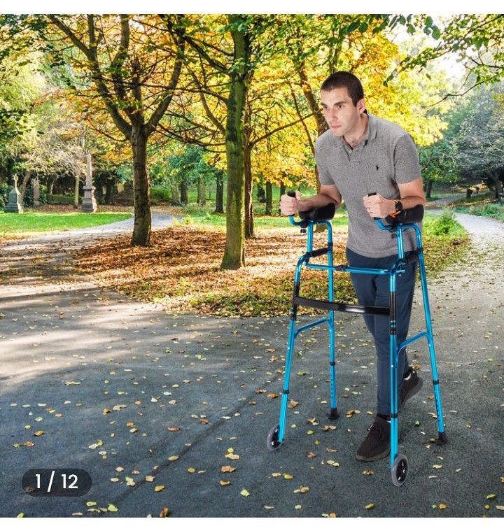 Adjustable Aluminum Walker with Foldable Design