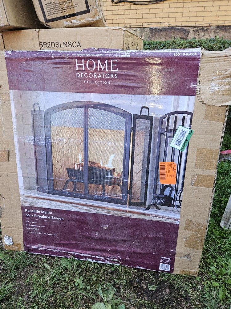 Radcliffe Manor 55" Fireplace Screen Trifold Panel NIB