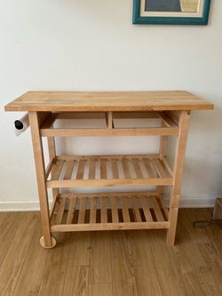 Wooden Kitchen Cart with Shelves