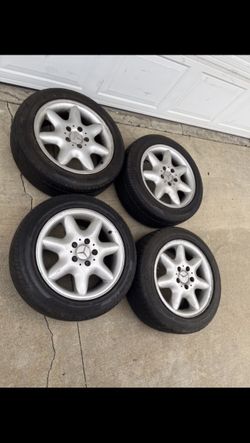 4 - 205/55r16 5x112 5x4.41 Stock Mercedes C280 Vw Passat Jetta Golf Audi Wheels Rims Good  80% Treads Tires !!