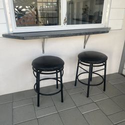 2 Each Barstools, Low, Black, Great Condition