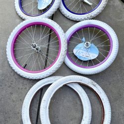 Lot of 7 - Huffy Kids Bikes Wheels & Tires 16 inch & 18 inch