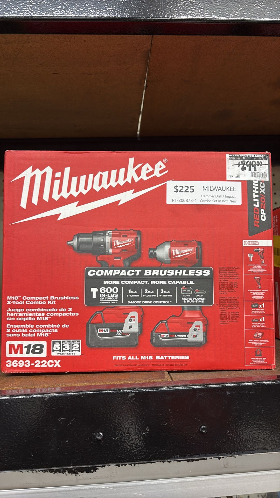 Milwaukee M18 Compact Brushless 2-Tool Combo Kit 3693-22CX W/ 2 ...