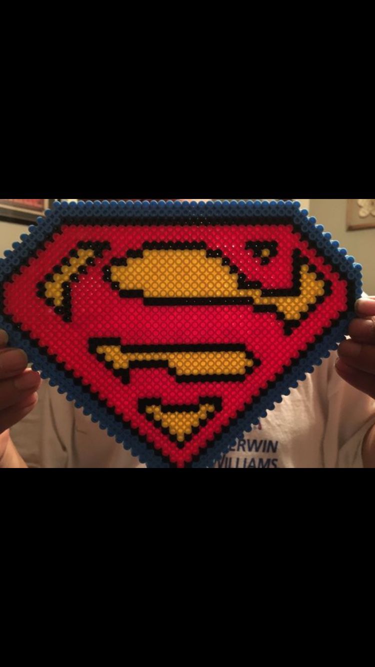Superman logo in Perler beads