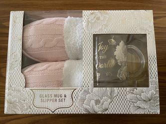Glass mug and slipper set