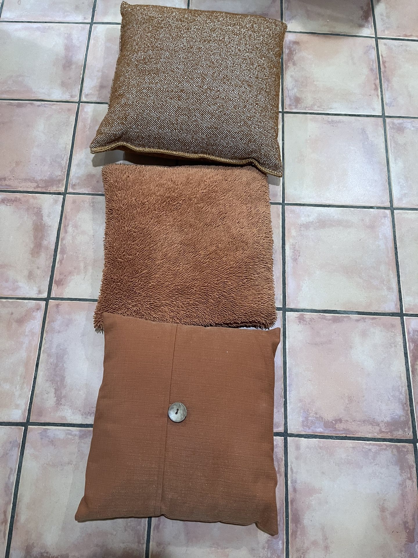 Lot Of 3 Large Orange Pillows. 22”-19”