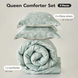 New/ Sealed 3 Piece Queen Sage Comforter Set - 1 Comforter and 2 Pillow Shams