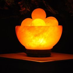 Himalayan Salt Lamp with Heated Massage Stones