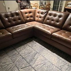 Brand New/ Brown Leather 3-Piece Sectional,seccional, Couch/Delivery Available,  Financing Options 