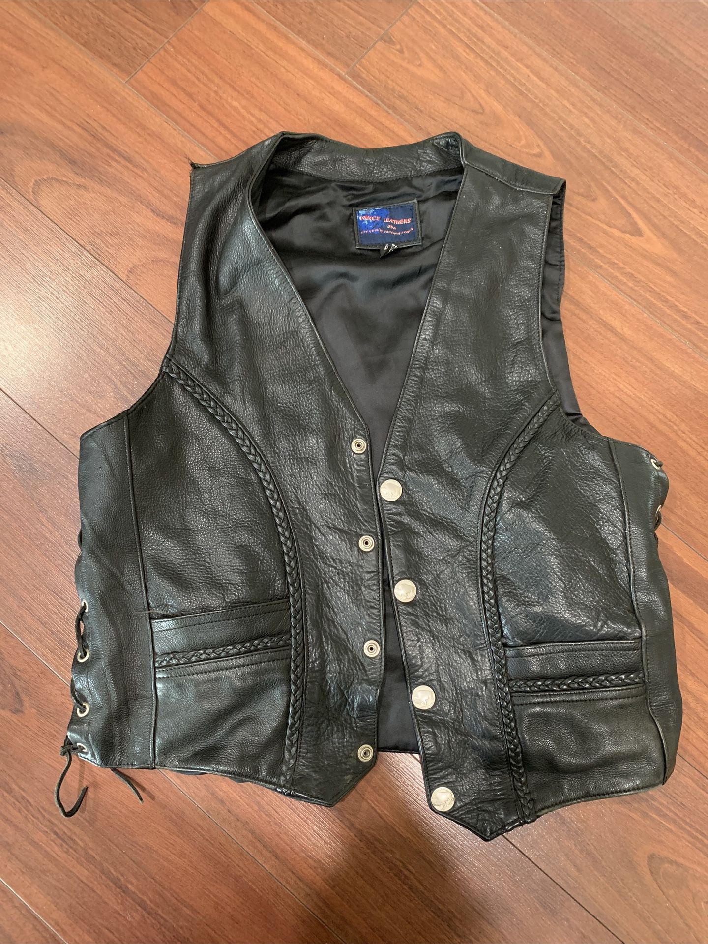 Vance Leather Vest Black Size 42