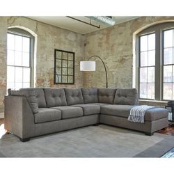 Grey Fabric L Shaped Sectional 
