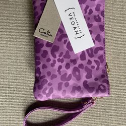 Purple Leopard Print Wristlet Or Crossbody