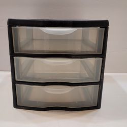 Small 3 Drawer Black Frame Plastic Organizer 
