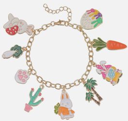 Easter Jewelry- Charm Bracelet And Bunny Earrings 