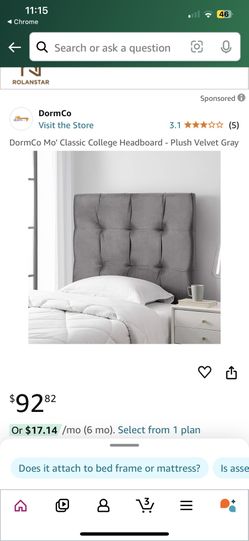 DormCo Mo' Classic College Headboard - Plush Velvet Gray