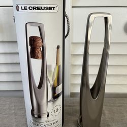 Le Creuset Champagne Cork Catcher Antique Chrome Wine Bottle Opener New Rare