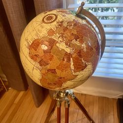 Vintage Style World Globe on Wooden Tripod Stand