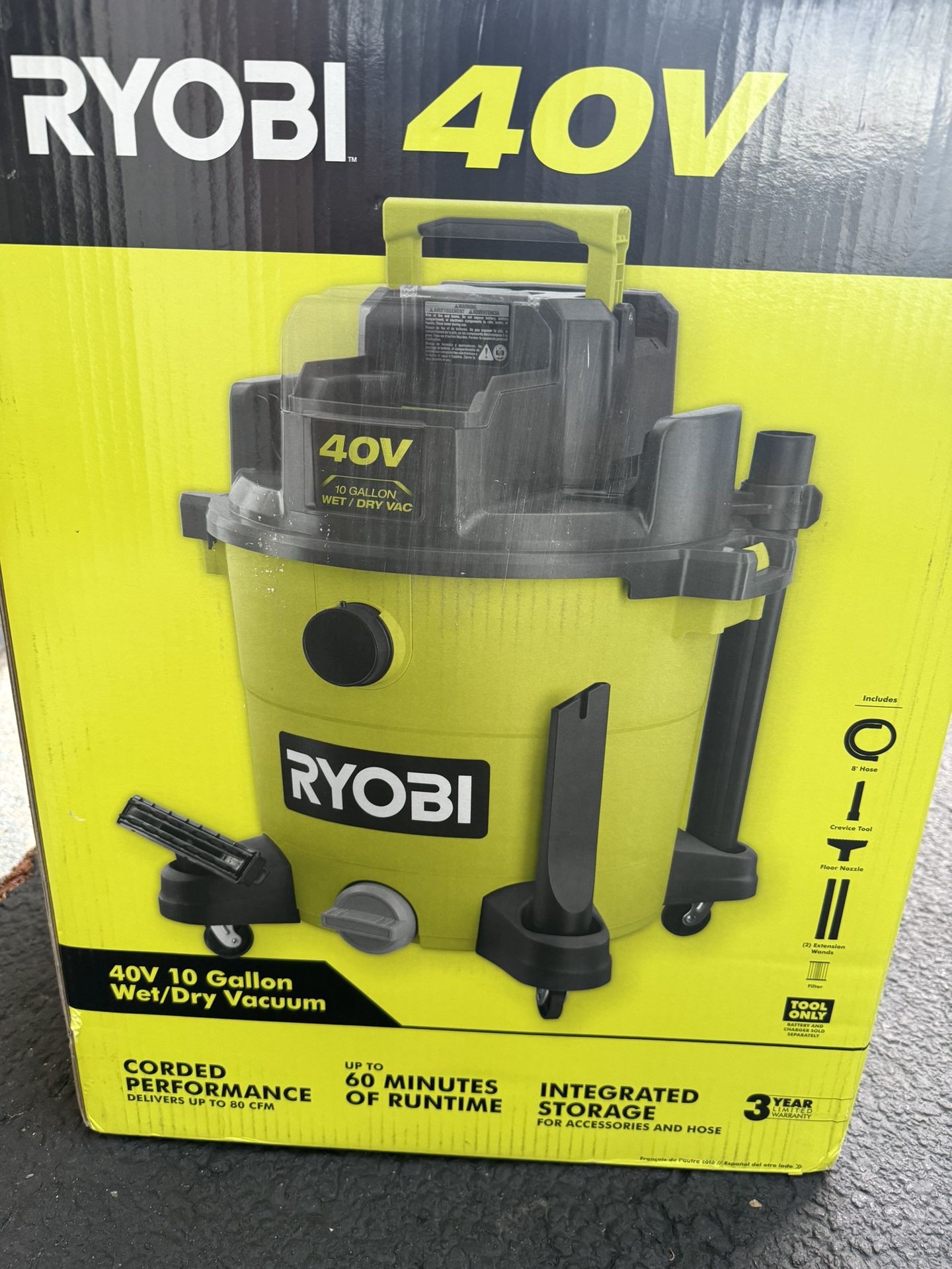 Brand New RYOBI 40V 10 Gallons Cordless  Wet/Dry Vacuum Tool Only