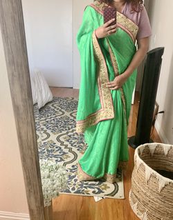Brand new chiffon saree blouse indian party wedding