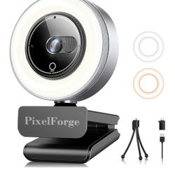 Brand: PixelForge 2K Webcam for PC with Microphone & Light & Privacy Cover, Web Camera for Desktop Computer/Laptop/Monitor/Mac, USB Streaming Camera f