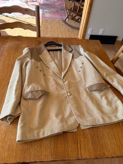 Vintage Size 48 Men’s Pioneer Wear With Leather Western Sport Coat