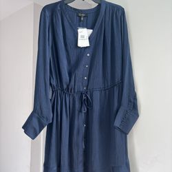 Jessica Simpson Navy Blue Dress with Adjustable Cinched Waist 