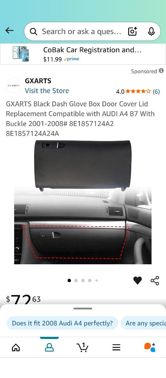 GXARTS Black Dash Glove Box Door Cover