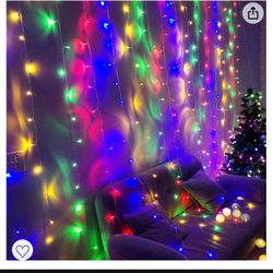 13x6.5ft Curtain Lights Plug in Curtain Lights Outdoor,Window Wall Hanging LED Curtain String Light for Bedroom Wedding Party Backdrop Garden Indoor (