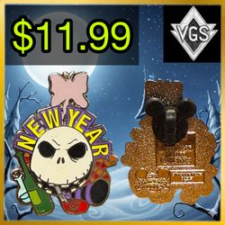 *RETRO* The Nightmare Before Christmas “New Year” Jack Skellington Enamel Pin – Disney (2000s)
