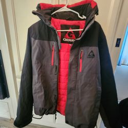 Gerry Men’s S Insulated Ski Jacket Gray Waterproof Snow Winter Hooded Coat 