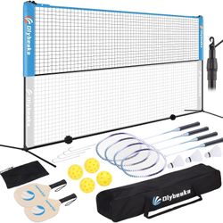 17FT Portable Pickleball Badminton Net Set