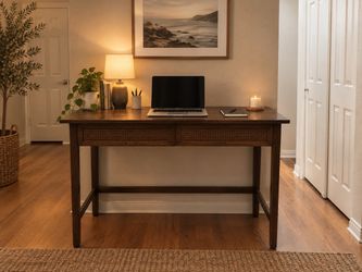 Wood Writing Desk with Drawers