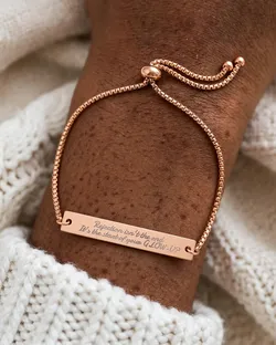 LMB Engravable Flat Bar Bracelet — Adjustable Personalized Nameplate