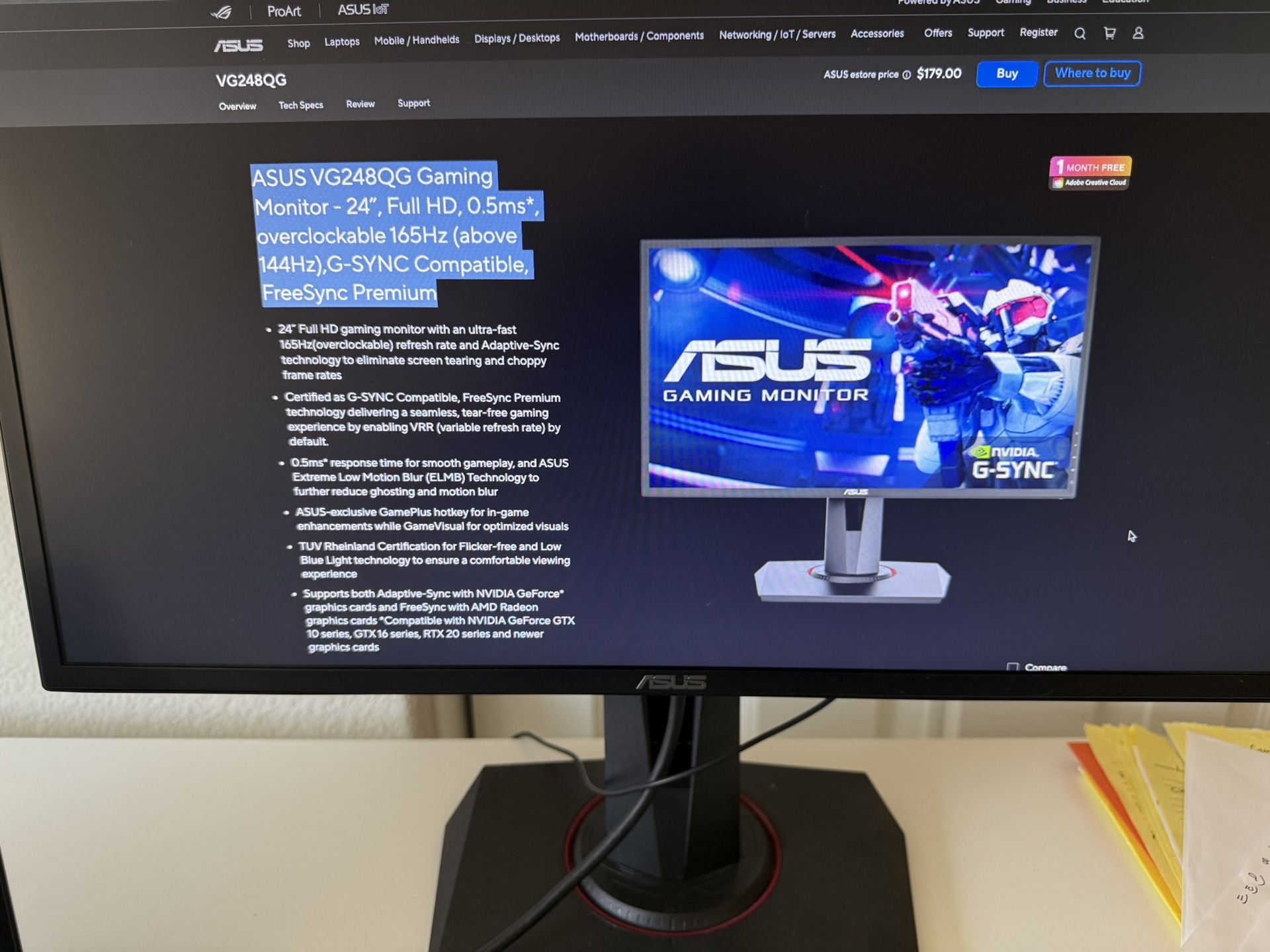 ASUS VG248QG Gaming Monitor 24”