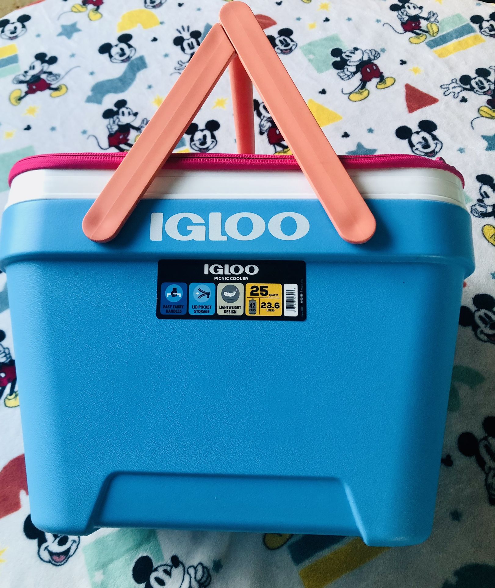 Igloo 25 QT Picnic Basket Cooler, Pink and Blue