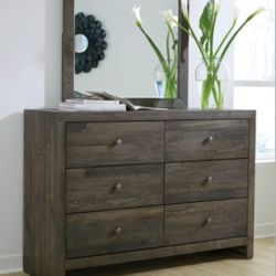 Signature Design By Ashley Mayflyn Dresser and Mirror Rustic Farmhouse Reclaimed Wood 
