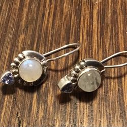 Sterling moonstone Tanzanite earrings By Sajen
