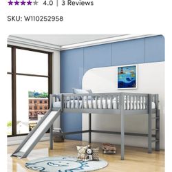 Jakyrion Kids Full Loft Bed With Slide