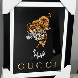 Gucci Neon Tiger Print Wall Art