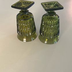 Vintage Indiana Glass Mt Vernon Green Goblets 